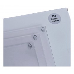 Lot de 50 feuilles PET 297 x 205 mm - Epaisseur 0.3 mm - Transparent