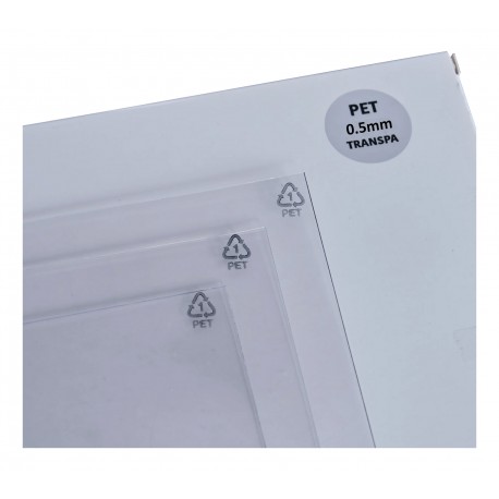 Lot de 30 feuilles PET 297 x 205 mm - Epaisseur 0.5 mm - Transparent